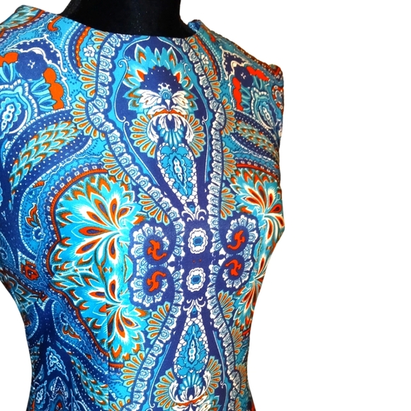 SIZE 8: NWOT LIZ CLAIBORNE Bold Blue Paisley Dress - Picture 4 of 10